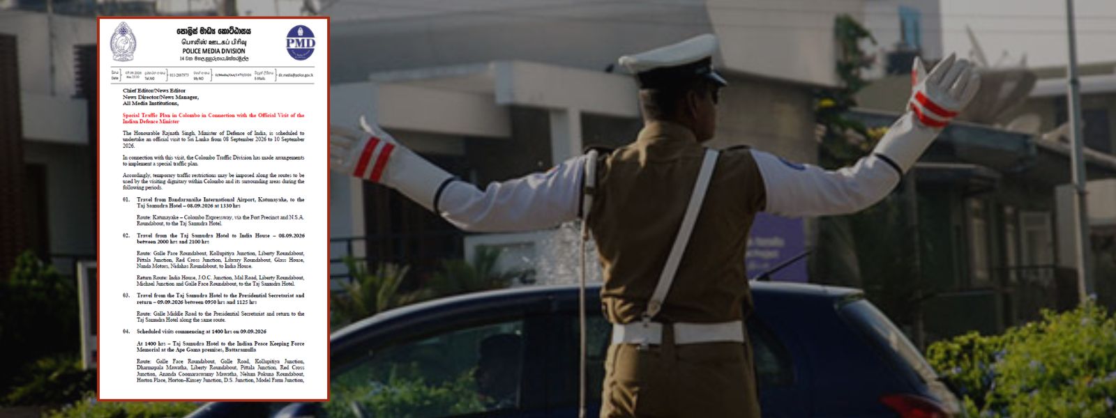 Special Traffic Plan in Place For Colombo